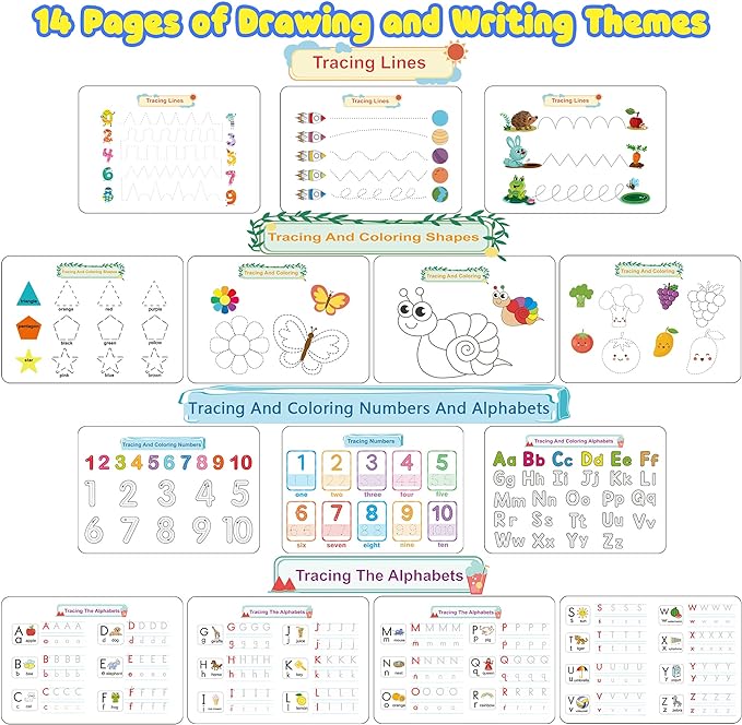 Huijing Montessori Preschool Learning Activities Busy Book - Workbook Activity Binder / Toys for Toddlers, Autism Learning Materials and Tracing Coloring Book