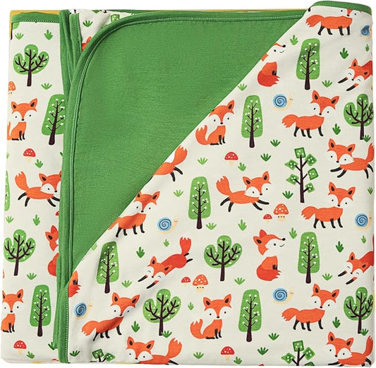 Premium Baby Blanket, Stretchy Quilt for Kid, Soft Crib Bedding for Newborn Baby and Toddler, Nursery Blanket for Boys and Girls, Viscose Made from Bamboo, 50'' x 50'' Little Fox