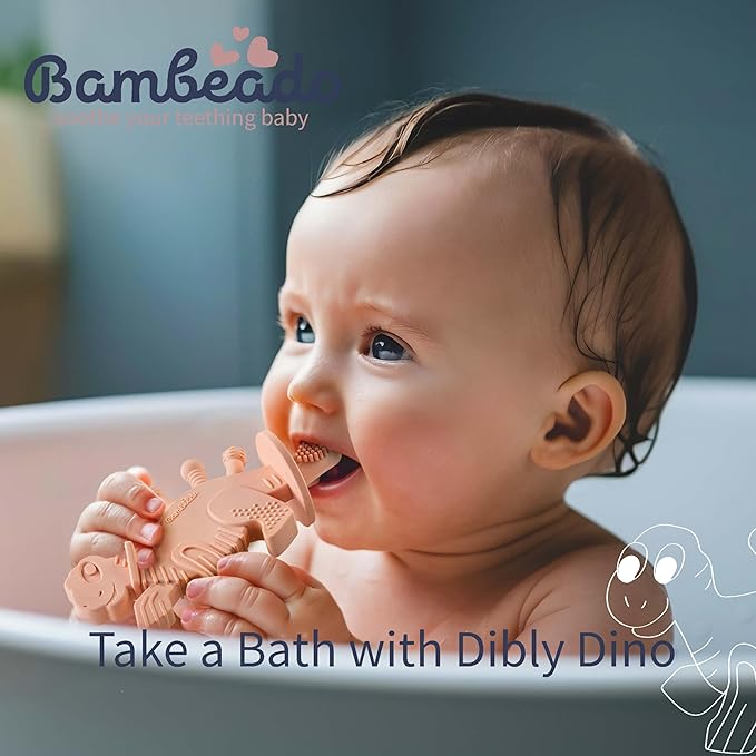 Baby Teether Toy: Dibly - The Dino Baby Teething Toys BPA-Free Teethers Inspired by Nature with Natural Rubber Pacifier