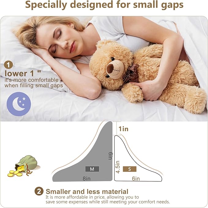 Vekkia King Bed Wedge Gap Filler Pillow/Mattress Wedge Gap Filler/Headboard Pillow/Bed Gap Filler to Close Gap (0-3.5") Between Headboard and Mattress King(White)