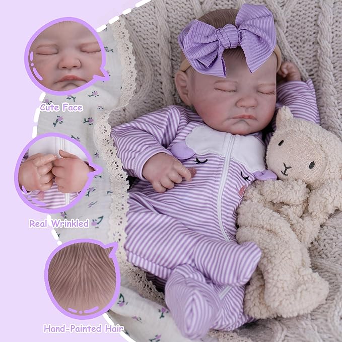 Milidool Realistic Reborn Baby Dolls - 20 Inch Lifelike Newborn Baby Doll Girl Real Life Baby Dolls with Weighted Soft Body for Kids Age 3+
