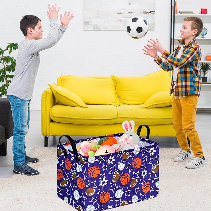 Rectangle Balls Pattern Kids Gift Storage Shelf Organizer Box Clothes Laundry Hamper Toys Nursery Baby Laundry Basket with Handles