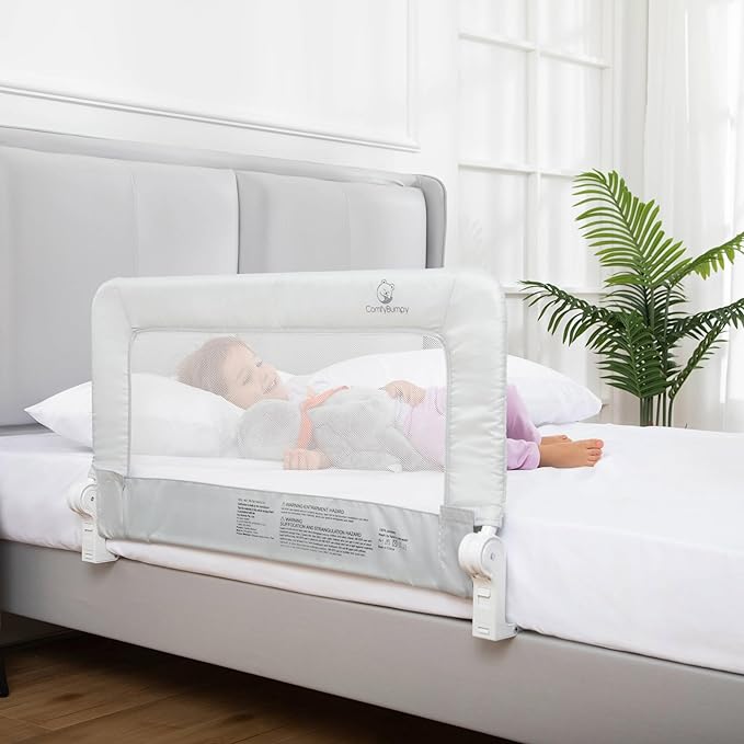 ComfyBumpy 1-Pack Bed Rail for Toddlers 35.5" L x 19.5" H | Toddler Bed Rails for Twin, Full & Toddler Bed Size | Swing Down Bed Rail Guard | Baby Bed Side Rail for Kids | Gray