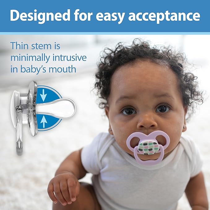 Dr. Brown's Advantage Baby Pacifier, Fully Symmetrical Soother with Soft Silicone Bulb, Skateboard Snail, 6-18m, BPA Free, 2 Pack