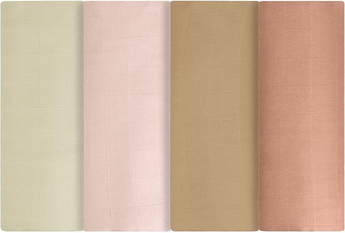 Featherhead™ 100% Cotton Muslin Swaddle Blankets for Baby Girl - Large 47”x 47” - Pre-Washed, Soft, & Breathable - Newborn Essential & Perfect Baby Registry Gift (4 Pack - Pink Solids)
