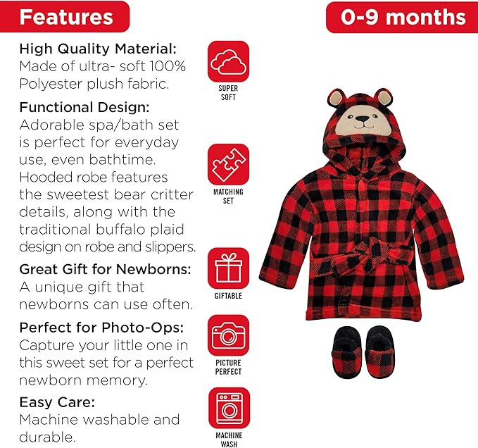 Rising Star Baby Toddler Robe Or Kids Robe for Girls and Boys - Kids & Baby Bath Robe Spa Set with Washcloth or Slippers