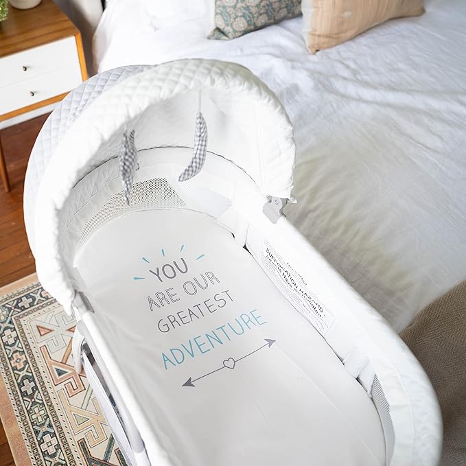 Journey 2-in-1 Convertible Infant Bassinet, Classic Design Baby Crib Sleeper with Storage, Comforting Vibrations, Soothing Lullabies, and Nature Noises (Soft Grey)