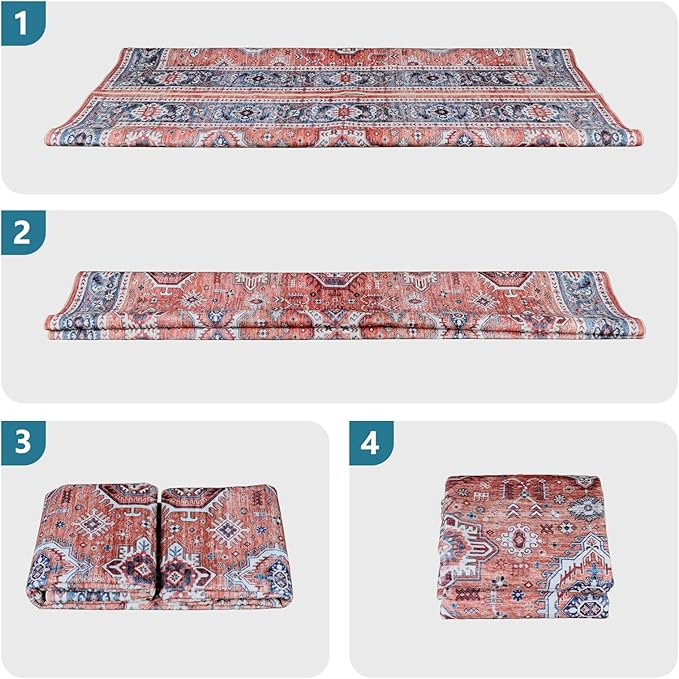 Dripex 9x12 Area Rugs - Stain Resistant Washable Rug Distressed Rugs for Living Room Dining Room Bedroom Anti-Slip Low-Pile and Soft Accent Rug Farmhouse Office Home Decor, Pet & Child Friendly