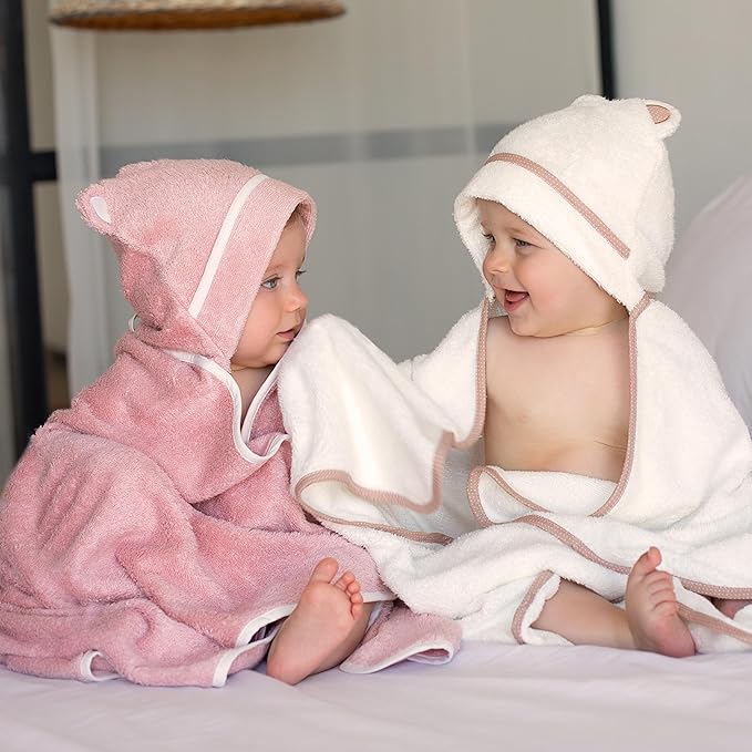 Premium Baby Bath Towel - Rayon Made from Bamboo Hooded Baby Towels - Newborn Baby Towel with Hood - Large Hooded Towel for Newborn Infant Boy Girl (White)