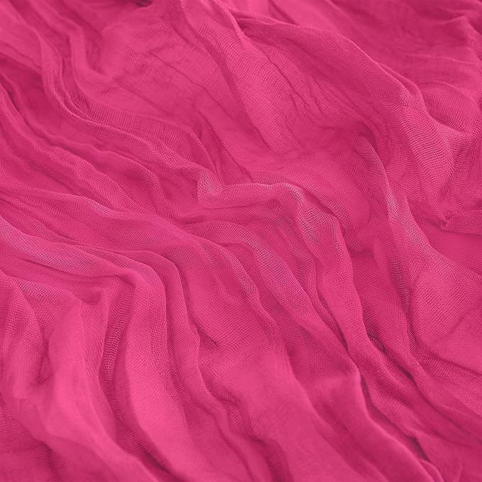 12Pack Hot Pink Cheesecloth Table Runner 35x120Inch Spring Easter Cheese Cloth Table Runner 10FT Boho Gauze Table Runners Rustic Sheer Table Runners for Wedding Bridal Shower Baby Shower Party Decor