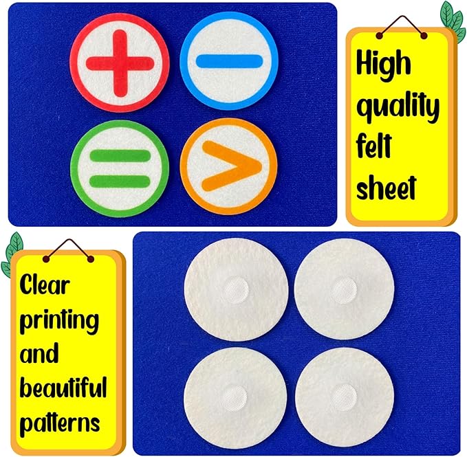 PENGFULL Felt Learning Numbers,44 Felt Flannel Board Pieces,Math Addition and Subtraction Colors Learning for Kindergarten,Preschool,Toddlers