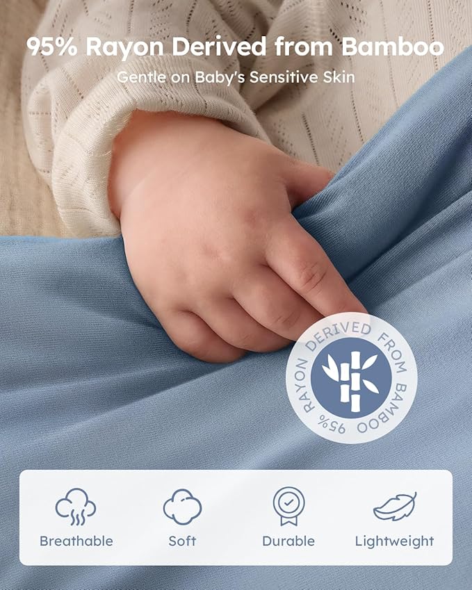 Yoofoss Rayon Made from Bamboo Baby Sleep Sack 0-6 Months 1.0 Tog Baby Wearable Blanket, Super Soft Infant Toddler Sleeping Sack 2-Way Zipper