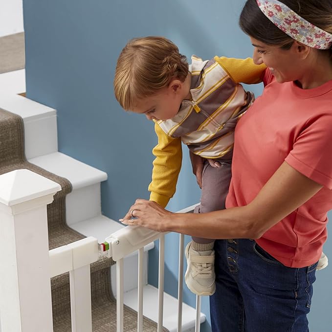 Safety 1st Pressure Mounted Baby Gates for Doorways with SecureTech, Baby Gate with Door, Pet-Friendly Design, No Drilling, 29-38"