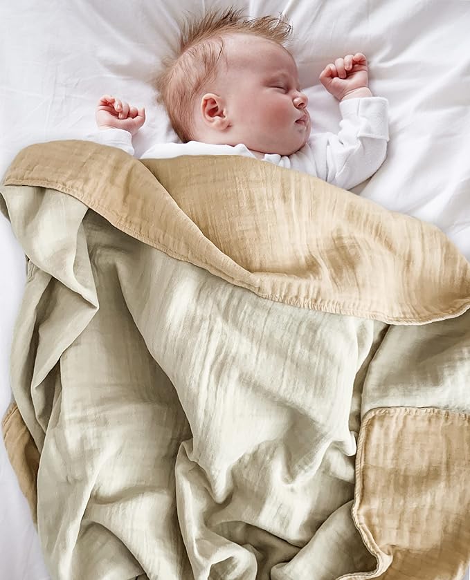 Leyl&Ari Basic Toddler Blanket | Organic Baby Blanket for Boys Girls | Gender Neutral Newborn Essentials (Sand/Cream)