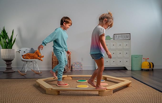Avenlur Majesty Balance Beam for Kids - Toddler Stepping Stones and Connectors - Waldorf and Montessori Balance Board for Kids Ages 2 to 8 Years Old - Gymnastic Baby Obstacle Course