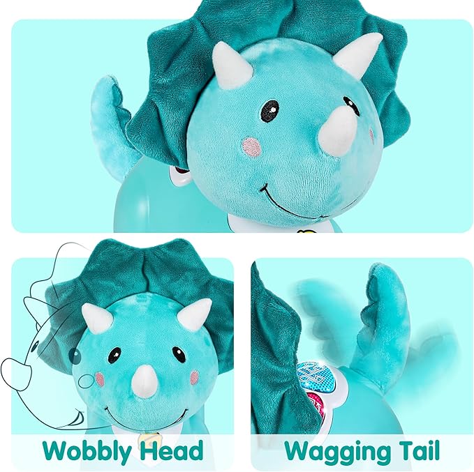 iPlay, iLearn Dinosaur Baby Musical Toy, Infant Crawling Toys for 6-9 9-12 12-18 Month, Baby Tummy Time Toddler Musical Light Toy for Age 0-2, 1 Year Old Boys Girls 1st Birthday Gift - Dinosaur
