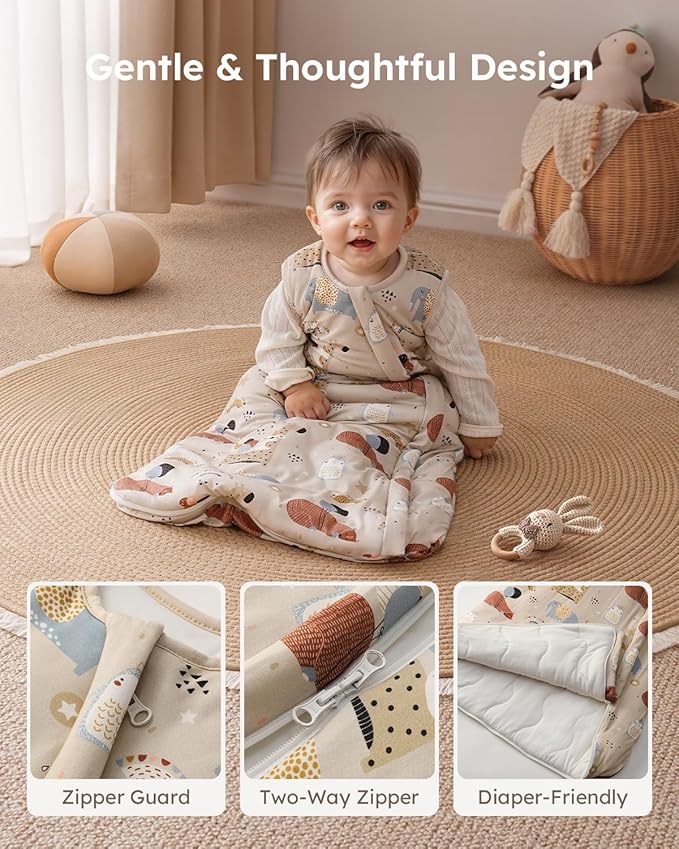 Yoofoss Rayon Made from Bamboo Baby Sleep Sack 18-24 Months 1.0 Tog Baby Wearable Blanket, Super Soft Infant Toddler Sleeping Sack 2-Way Zipper