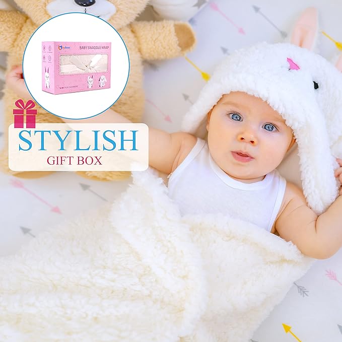 Swaddle Blankets Baby Girl Swaddle Blankets, Ultra Soft Plush Essential for Infants 0-6 Months Clothes, Cute Receiving Blanket Bunny Sleeping Wrap Newborn Ideal Registry Gift Perfect Baby Prize