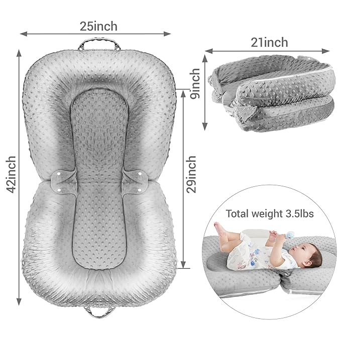 Baby Lounger - 3-in-1 Infant Lounger for Newborn 0-24 Months, Portable Foldable Infant Lounger Breathable & Soft Newborn Lounger for Home Travel