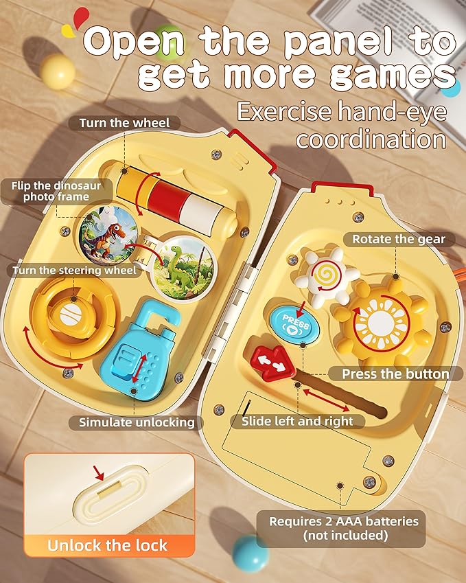 Baby Phone with Music for Toddler, Kids Sensory Busy Board, Early Educational Toy for Toddlers 1-3, Motor Skills Developmental Toy for 0-6-12-18 Month Age