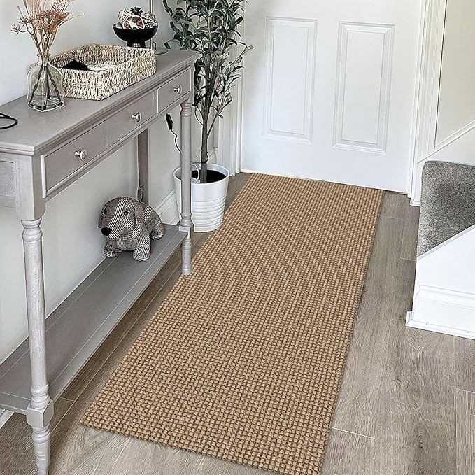 KOZYFLY Boho Runners for Hallways 2x5 ft Washable Kitchen Runner Non Slip Rubber Backed Hall Runners Cotton Entryway Runner Rugs Floor Carpet for Indoor Backdoor Bedroom Kitchen, Tan/Orange/Brown