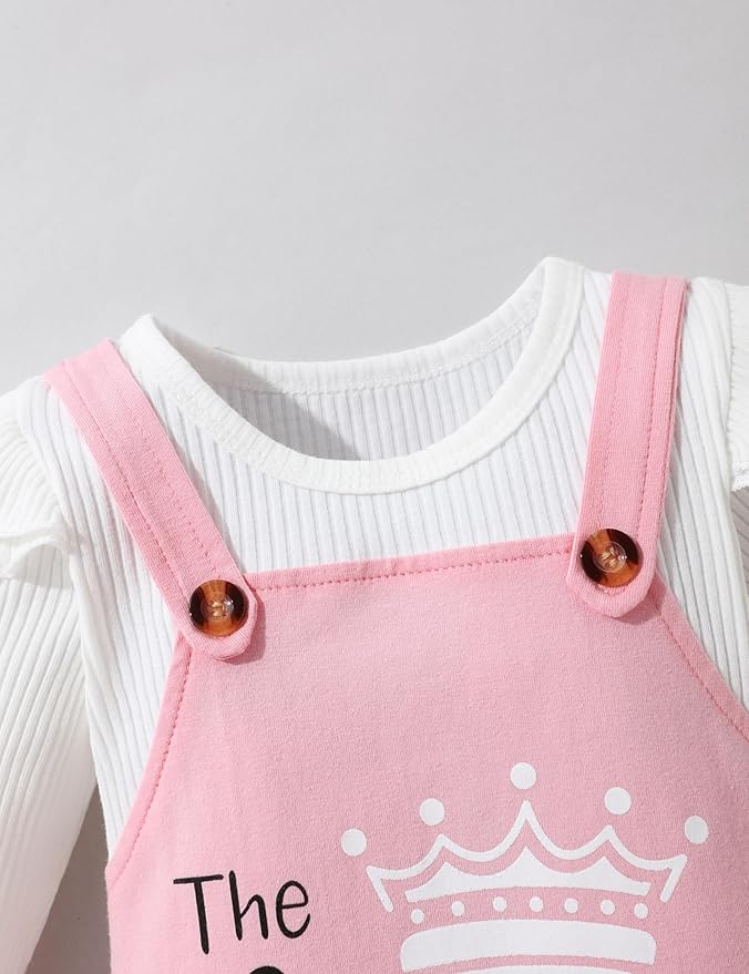 Baby Girl Clothes Patter&Letter Baby Girl Romper with Bow Hat&Headband and Gloves 4Pcs Baby Girl Coming Home Outfit