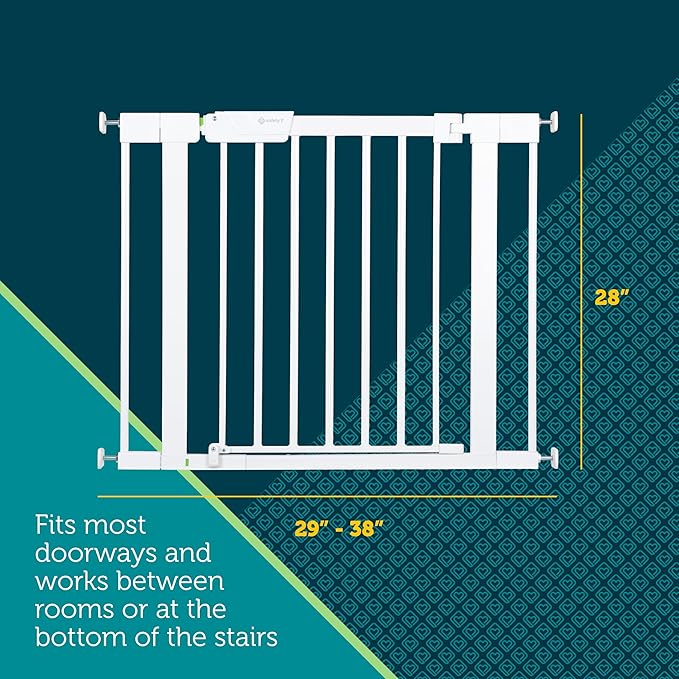 Safety 1st Pressure Mounted Baby Gates for Doorways with SecureTech, Baby Gate with Door, Pet-Friendly Design, No Drilling, 29-38"