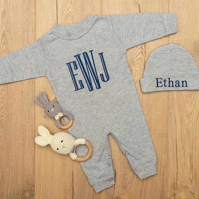 Personalized Baby Romper Hospital Newborn Coming Home Outfit Custom Embroidery Name Infant Sleepwear Gift for Baby Shower