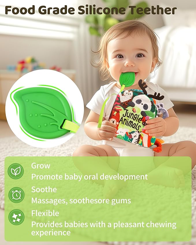 Baby Books 0-6 Months, Infant Tummy Time Sensory Teething Toys Baby Toys 6 7 8 9 10 12 Months, Touch and Feel Soft Cloth Book, 3D Crinkle Book Toy for Infant Newborn Boys Girls Early Learning