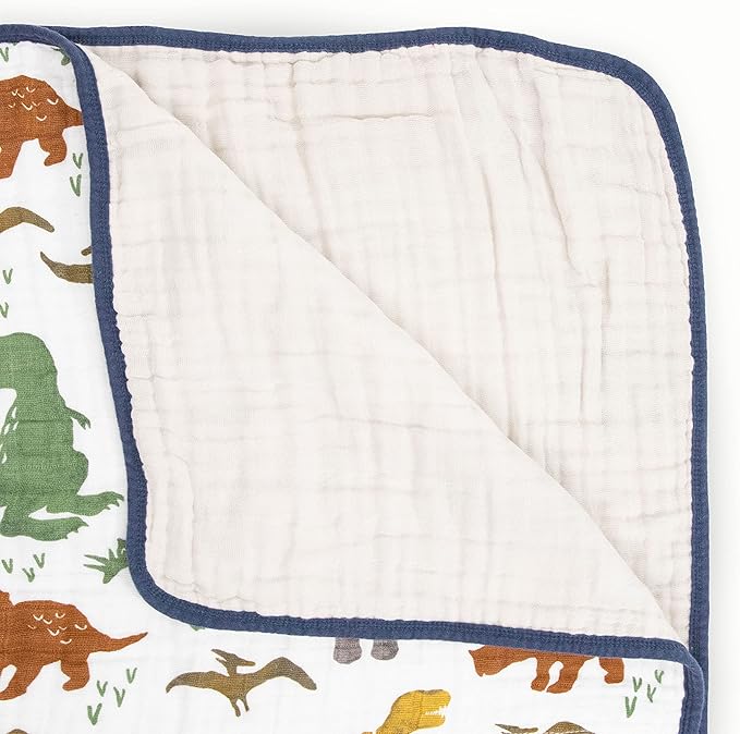 Little Unicorn Original Premium Cotton Quilt | Multi-Layered & Extra-Soft Muslin Fabric |for Babies & Toddlers (Dino Friends)