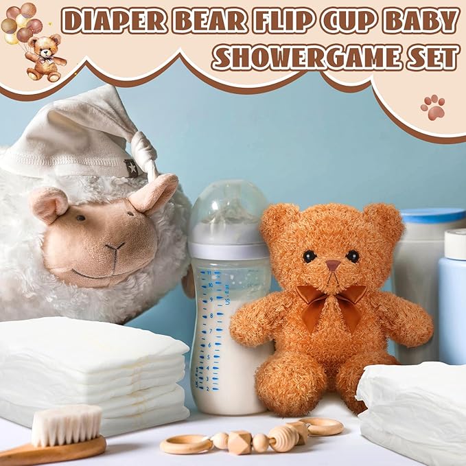 8 Sets Bear Blindfolded Diaper Changing Baby Shower Games Boys Girls Baby Dolls Diapers for Bridal Shower Gender Reveal Games Prizes Gifts for Adults