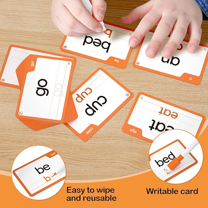 WJPC 58 Cards, 116PCS High Frequency Sight Words Flash Cards for (Pre-K, Pre-Kindergarten, Kindergarten, 4,5, 6Years Ages Kids Boys Girls Toddler Flash Cards for 4-6 Years.