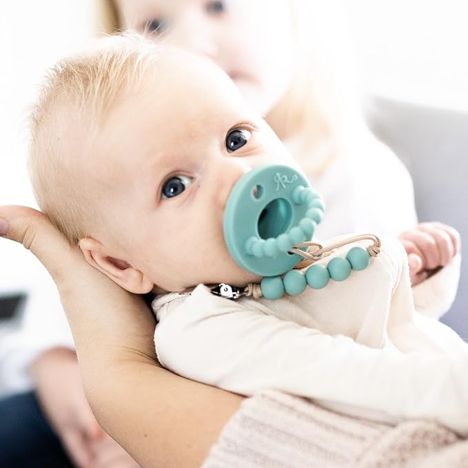 Ryan & Rose Cutie PAT Pacifier Teether (Flat, Seaglass)