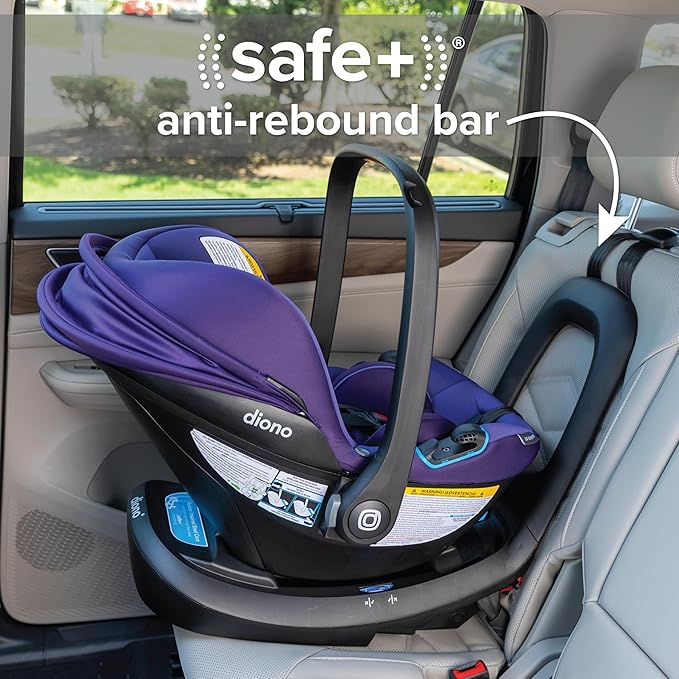 Diono LiteClik30 XT SafePlus Infant Car Seat and Base, Rear-Facing for Infants 4-30lbs, SafePlus Engineering, with Infant Insert, UPF 50+ Sunshade (Purple Wildberry)