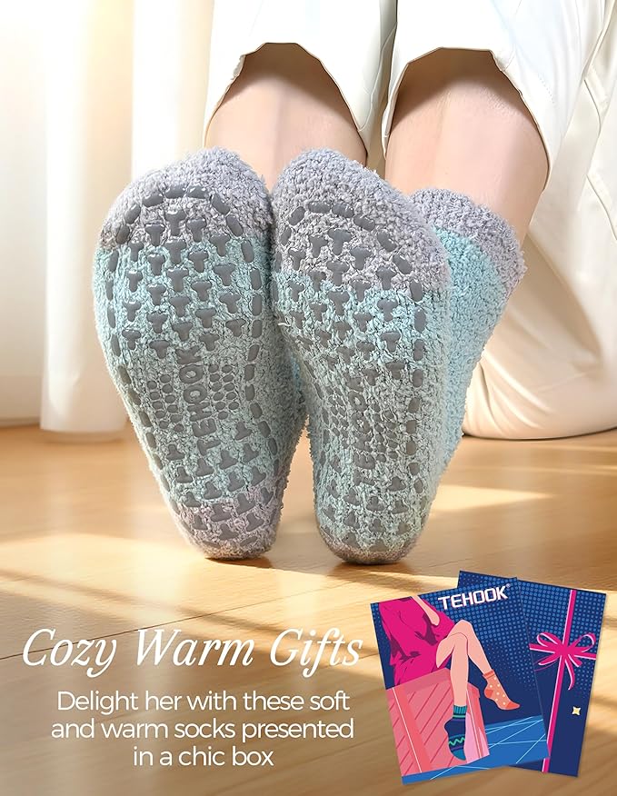 TEHOOK Warm & Cozy Gifts for Women, Fluffy Fuzzy Sock, Plush Sleeping Slipper Socks - Soft Warm Fabric