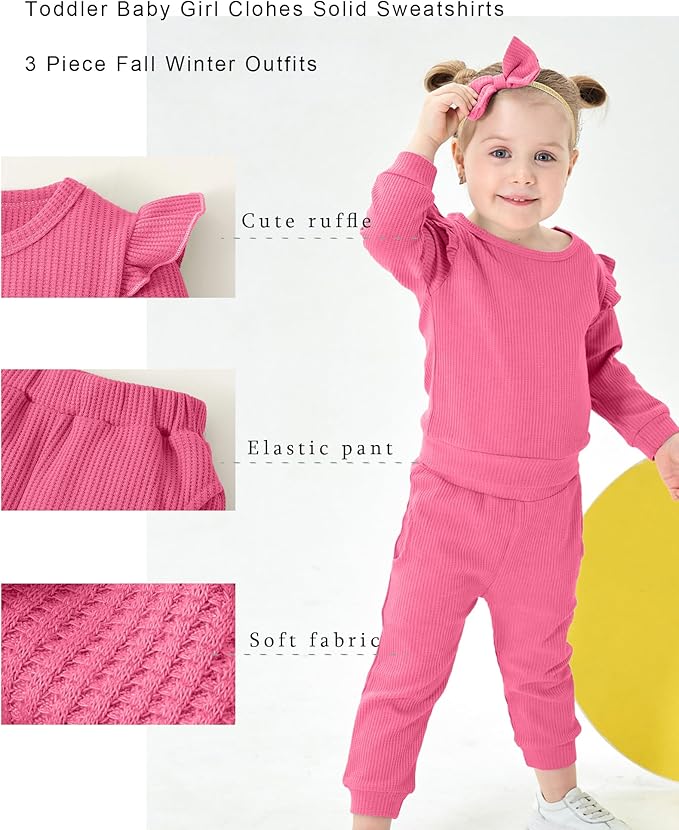 Mioglrie Baby Girl Clothes Infant Toddler Girls Fall Winter Outfits Sweatshirts Clothing Set 3 6 12 18 24 Month 2T 3T