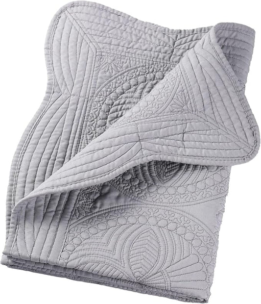 Embossed Baby Quilt Neutral Durable Lightweight Baby Blankets Four Seasons Cotton Nursery Bed Blankets for Personlized Monogram 46x36 Inches (Grey)