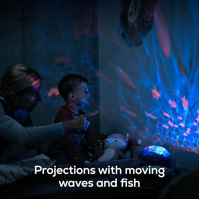 Angelcare Bobbi The Whale Ceiling Night Light Projector for Babies and Kids, Sleep Soother with Adjustable Volume Lullabies, White Noises, 3 Night Light Intensities