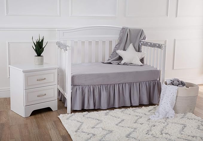 American Baby Company Fleece Blanket with Silk-Like Satin Trim, Soft, Warm & Cozy, Gray, 30" x 40" for Boys and Girls, Perfect for Baby Carrier, Stroller, Travel and Gifting