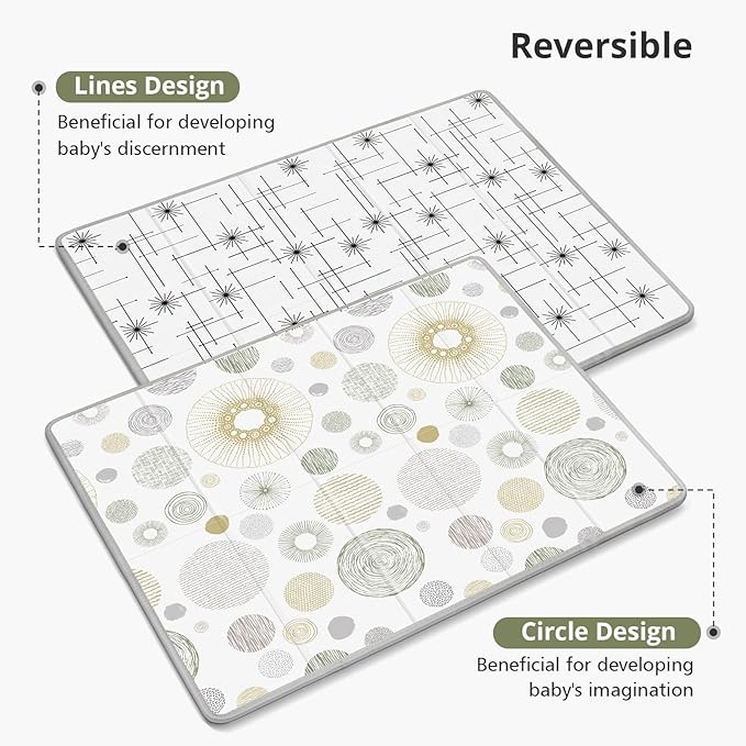 Extra Large Play Mat for Baby, 0.8 Inch Thick BPA Free, Reversible Foldable Baby Play Mat, 79" x71" Waterproof Foam Floor Baby Crawling Mat, Portable Playmat for Infants, Toddler, Kids, Circle