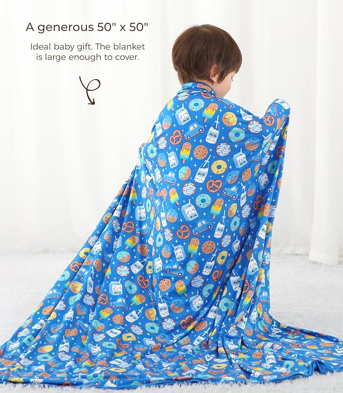 Premium Baby Blanket, Stretchy Quilt for Kid, Soft Crib Bedding for Newborn Baby and Toddler, Nursery Blanket for Boys and Girls, Viscose Made from Bamboo, 50'' x 50'' Cookies