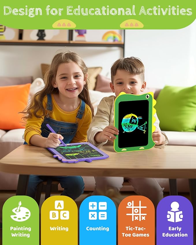 TEKFUN Toddler Boy Toys, LCD Writing Tablet for Kids, Doodle Board Dinosaur Toys, Travel Essentials Toys for 3 4 5 6 Year Old Boys Girls, Easter Birthday Christmas Gifts (8.5inch Green)