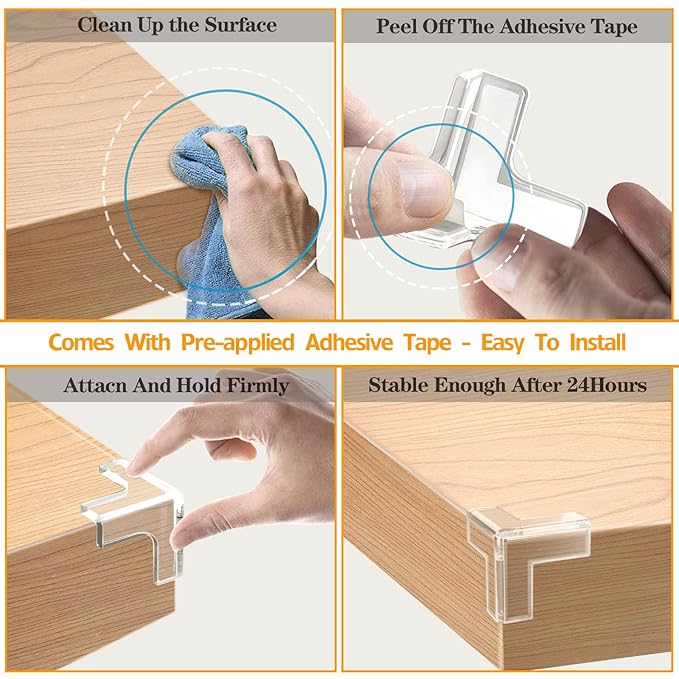 8 Pack Corner Protectors, Clear Table Corner Guards Protectors Baby Proof Furniture Corners & Edges Safety Bumpers Covers, T Shaped 1.4x1.4x1.4 in