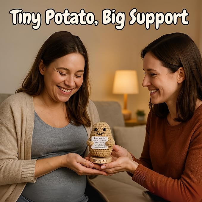 Mom to Be Gifts - Handmade Crochet Potato with 30 Empowering Messages for Expecting Moms - Unique Gift for Pregnant Women - Pregnancy Gift for Christmas | Funny Crochet Doll for an Expecting Mom