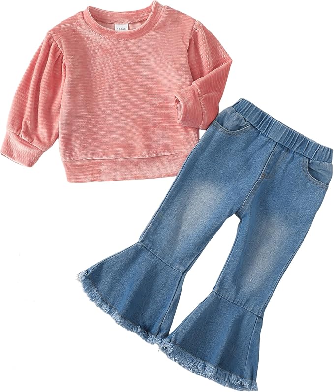 Mioglrie Toddler Girl Clothes Little Girl Denims Outfits Jeans Pants Set Little Baby Toddler Baby Clothes for Girl