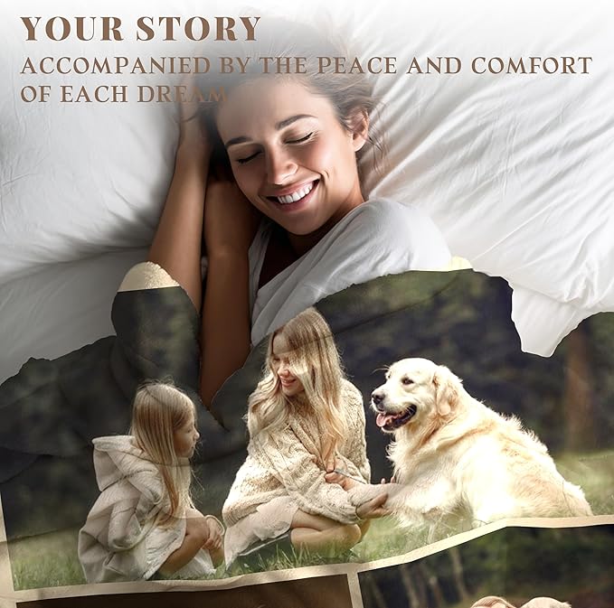 Custom Personalized 9 Photo Collage Blanket Thow Gifts with Text, Customized Pictures Blankets Gift for Christmas Birthday Thanksgiving Adults Kids Dad Mom Girlfriend Boyfriend (6 Dog)