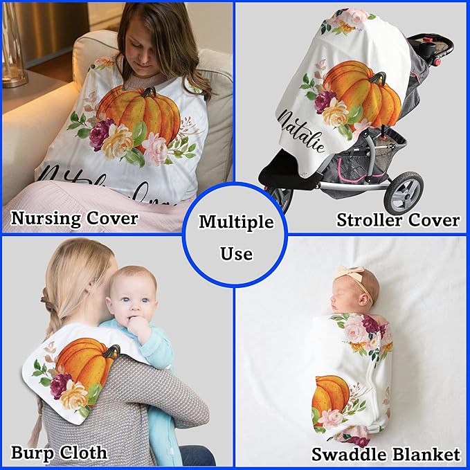 Arteaga Personalized Baby Blankets for Girls, Customized Pumpkin Halloween Blanket with Names, Best Gift Baby, Newborn, New Mom, Super Soft Plush Fleece, 30''x40'', Full