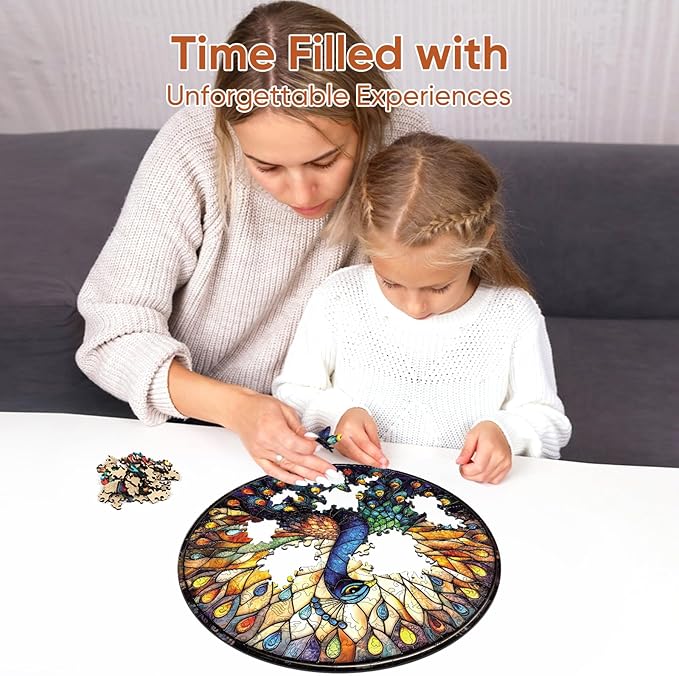 Wooden Puzzles for Adults 500 Piece, Peacock Jigsaw Puzzles, Unique Shape Adult Puzzles, Irregular Christmas Thanksgiving Gifts for Family Friend(16.5 * 16.5 in)