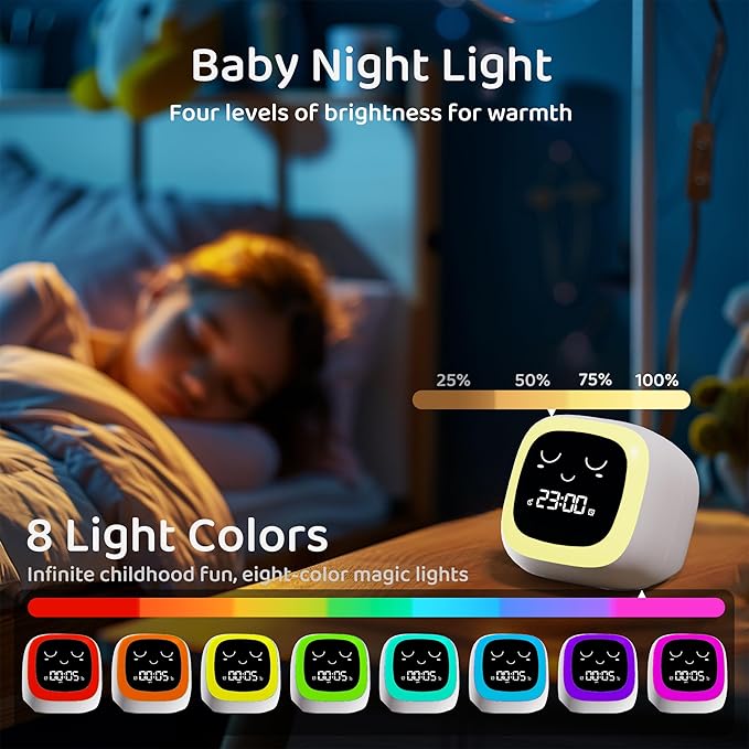 ANTOKING Kids Alarm Clock, OK to Wake Clock with Night Light and Sound Machine for Boys and Girls, Sleep Training Clock for Toddlers, Nap Timer, Snooze