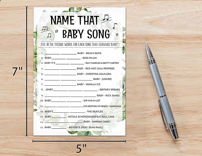 Baby Shower Game Cards - Tropical Jungle Theme Party Set for Gender Neutral Boys or Girls - 30 Cards (Green001)